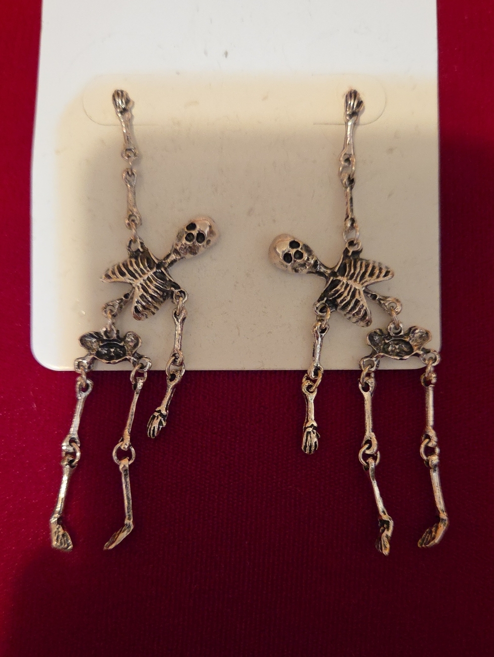 Silver Skeleton Dangle Earrings for Women - Silver Bone Charm Drop